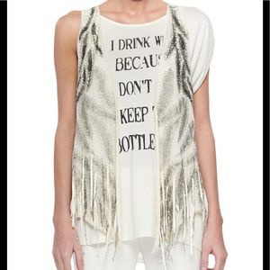 Haute hippie sequin fringe vest